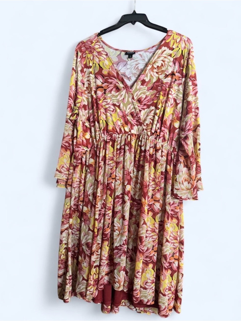 torrid Rose Multi Floral Surplice Long Sleeve Dress